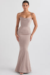 Violette Mushroom Satin Fishtail Gown