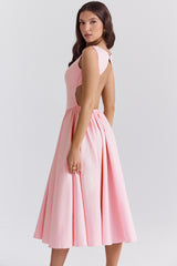 Cindy Ballerina Pink Twill Midi Sundress