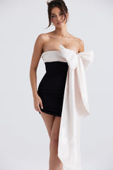 Jana Black & Ivory Bow Mini Dress