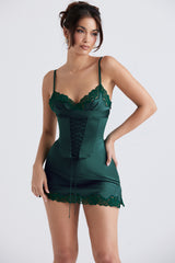 Soraya Forest Satin Slip Dress