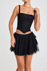 Mistress Rocks Black Layered Mini Skirt - SALE
