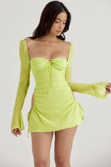 Baby Lime Chiffon Halter Mini Dress