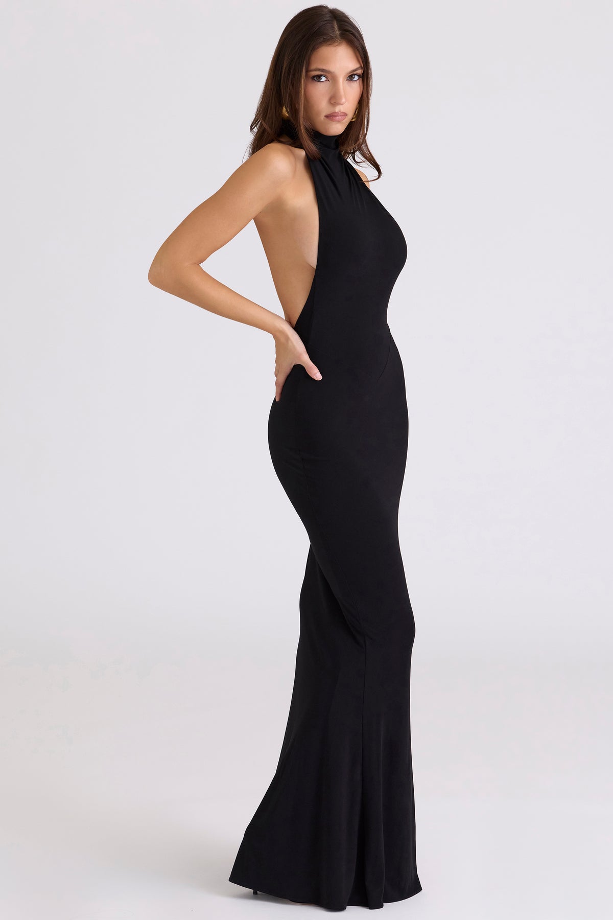 Sadira Black Backless Silhouette Maxi Dress - Limited Edition