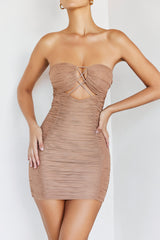 RadianceMistress Rocks  Camel Strapless Mini Dress - SALE