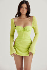Baby Lime Chiffon Halter Mini Dress