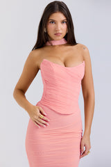Hallie Peach Strapless Corset With Neck Scarf