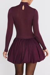 Mistress Rocks Dark Plum Puffball Mini Dress - SALE