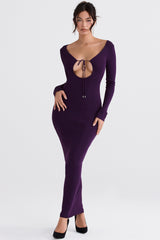 Keana Grape Ribbed Knit Maxi Dress