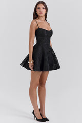 Serenita Black Floral Lace Back Mini Dress