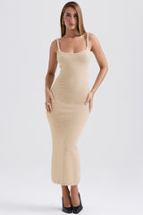 Fayette Beige Soft Fluffy Knit Maxi Dress - SALE
