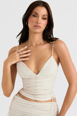 Antonella Off White Vegan Leather Corset