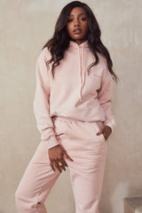 Halo Blush Cotton Fleece-Back Oversized Hoodie