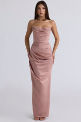 Adrienne Blush Satin Strapless Gown