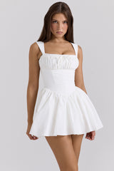 Ophelia White Cotton Mini Dress With Bloomers