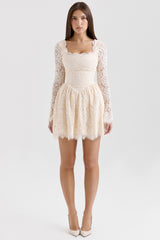 Fae Cream Lace Long Sleeve Mini Dress