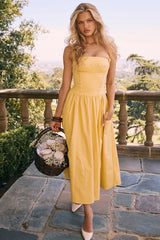 Vivien Apricot Cotton Midi Sundress