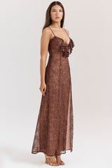 Lucianna Espresso Lace Maxi Dress