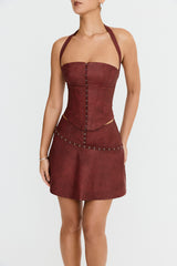 Mistress Rocks Cherry Vegan Leather Mini Skirt - SALE