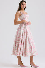 Dorothy White Rosebud Print Cotton Midi Sundress