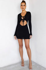 ClemencyMistress Rocks  Black Ribbed Knit Mini Dress - SALE