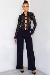 HavenMistress Rocks  Black Wide Leg Trousers - SALE