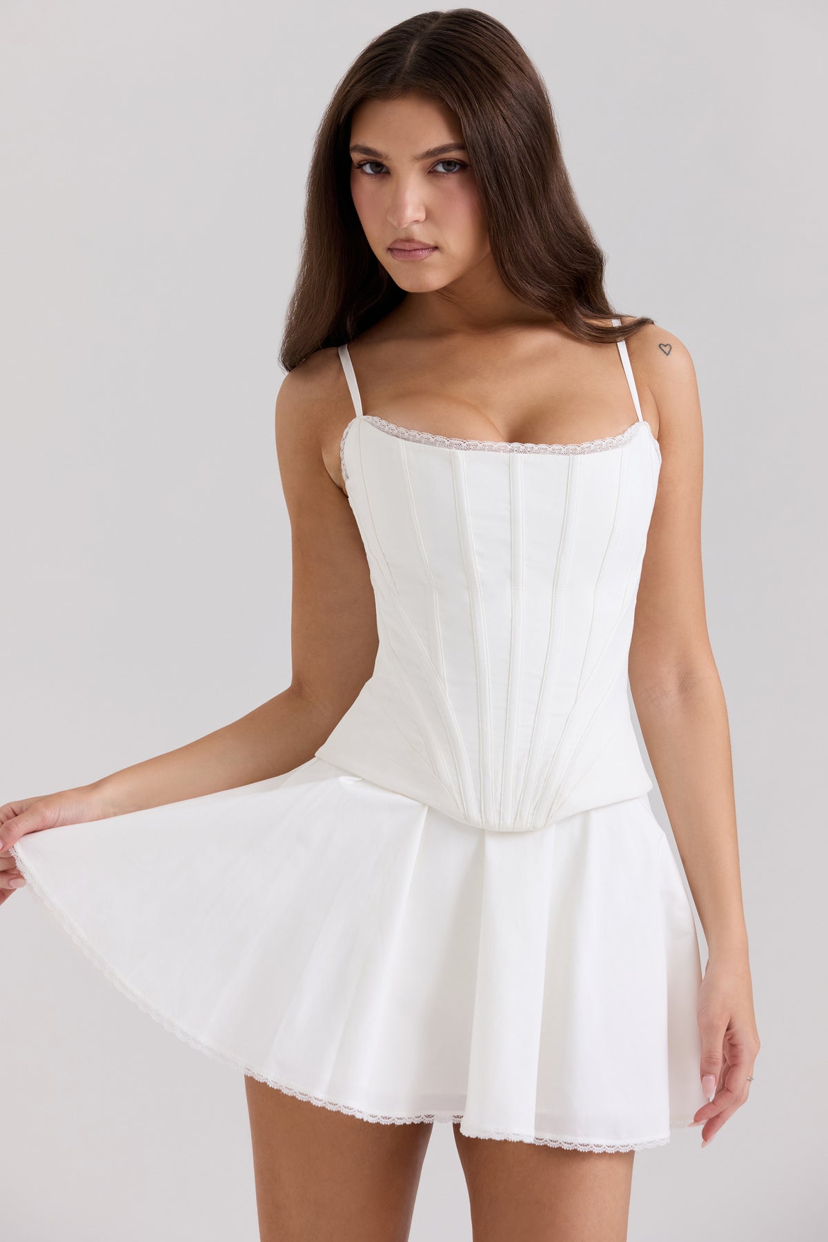 Celia White Cotton Built-In Bloomer Shorts Mini Skirt