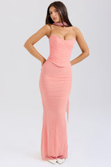 Cassidy Peach Fluted Hem Maxi Skirt