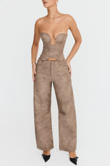 Mistress Rocks Mocha Vegan Leather Balloon Trousers - SALE