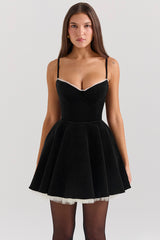 Minimoiselle Black Velvet Tulle Mini Dress