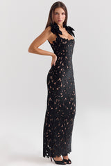 Tiff Black Velvet Lace Maxi Dress