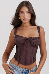 Gini Rich Brown Lace Back Corset