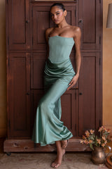 Persephone Jade Strapless Corset Maxi Dress
