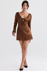 Sakina Copper Satin Mini Dress