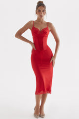 Salma Red Rose Satin Slip Dress