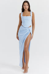 Vesper Soft Blue Maxi Skirt