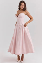 Lady Ballerina Pink Strapless Midi Dress