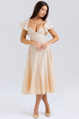 Amaya Cream Tea Broderie Anglais Midi Dress
