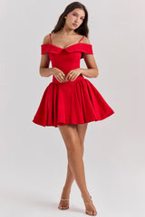 Elida Scarlet Off Shoulder Mini Dress