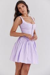 Cupid Orchid Pleated Cotton Mini Dress