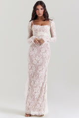 Artemis Vintage Cream Lace Maxi Dress