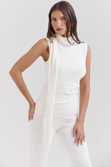 Clementine Ivory Cashmere Draped Tank and Scarf
