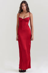 Stefania Ruby Corset Maxi Dress