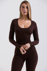 Raquel Chocolate Cashmere Blend Scoop Neck Top - SALE