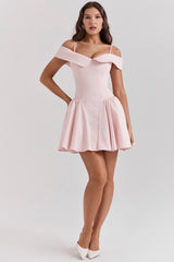 Elida Ballerina Pink Off Shoulder Mini Dress