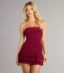Flirt Alert Strapless Ruffle Mini Dress