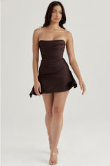 Jasmine Chocolate Draped Strapless Corset Dress
