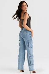 Ria Blue Washed Utility Jeans