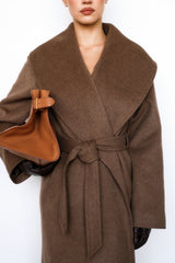 Cocoon Brown Wool Shawl Collar Coat