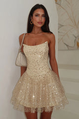 Blaise Strapless Sequin Mini Dress - Champagne