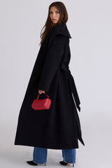 Cocoon Black Wool Shawl Collar Coat